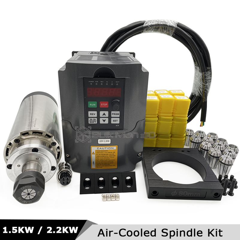Kit de motor de husillo CNC re - Air Cooled 1.5Kw Spindle Motor Inverter 110V reseña y precio